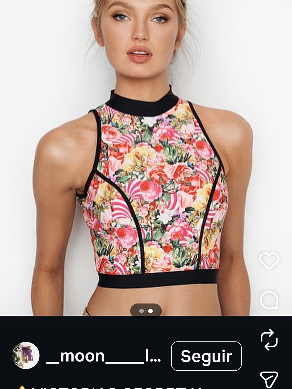 Floral High-Neck Crop Top in Multicolor